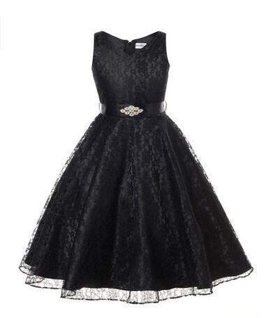 Girls' Lace Dress – Kids' Party Costume Outfit Black - D&A