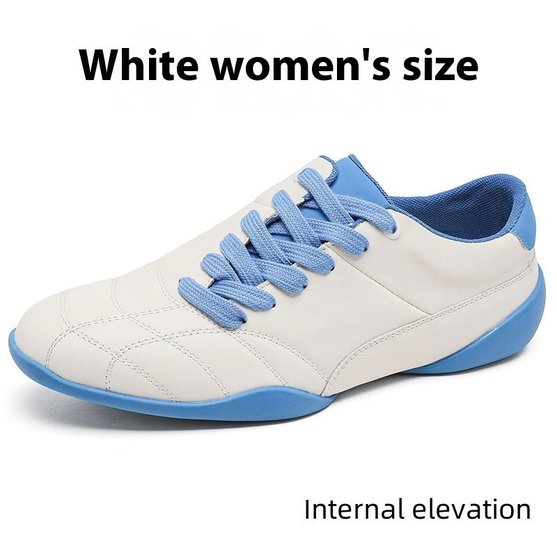 Oblique Lace-up Flat Retro Sports Casual Shoes White Female Height Increasing - D&A