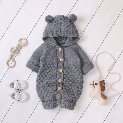 Hooded knitted jumpsuit Grey - D&A