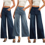 Shascullfites Women's Light Blue Wide Leg Stretch Jeans Flare Pants Denim Straight Trousers Sexy Fit Casual Jeans Women - D&A
