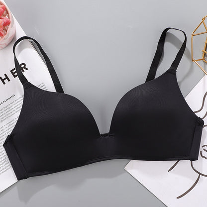 No Rims Underwear Ladies Bra Breathable Gather Bra Black - D&A