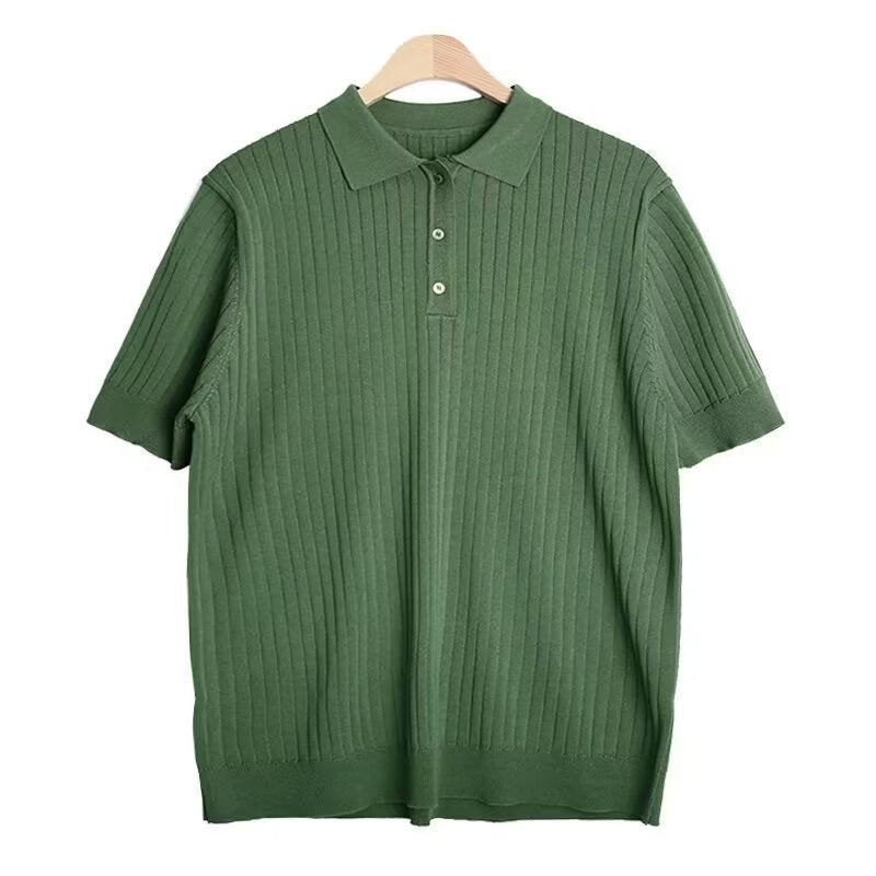 Polo Collar Polo Shirt Knitted Short Sleeve K03 Green - D&A