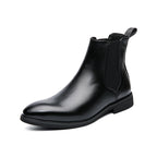 Autumn And Winter Fleece-lined Men's Plus Size Fashion Short Boots 85893 Black - D&A