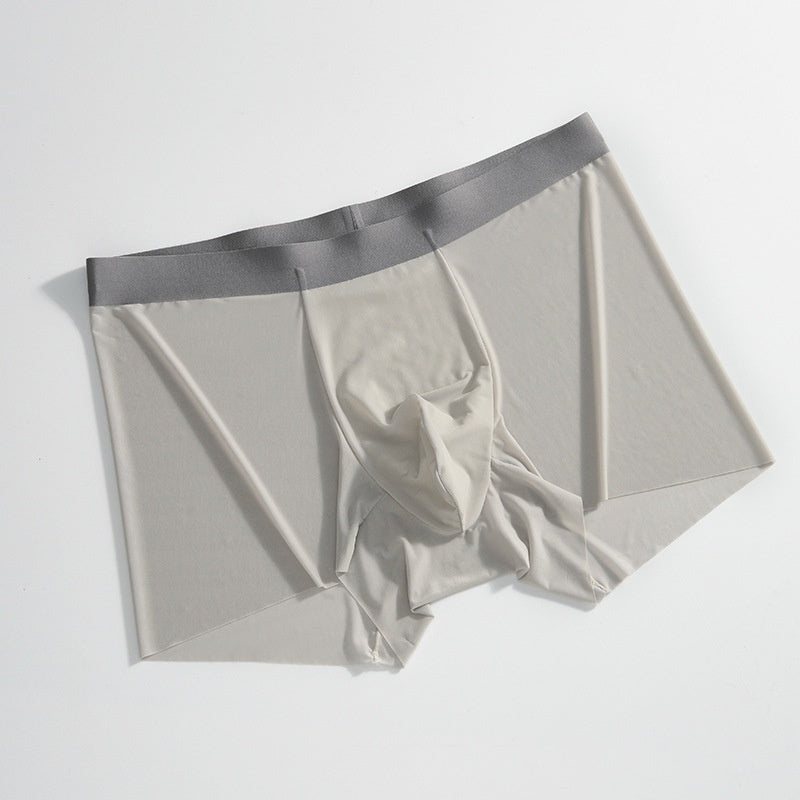 Summer New Men's Ice Silk Underwear Pure Color Seamless Quick-drying Twilight Gray - D&A
