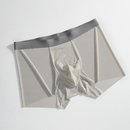 Summer New Men's Ice Silk Underwear Pure Color Seamless Quick-drying Twilight Gray - D&A