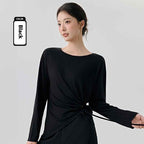 Modal Side Sexy Cutout Drawstring Loose Breathable Pilates Sports Blouse
