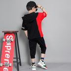 Children's clothing summer new boy short-sleeved suit in the big boy summer Korean version of the boy stitching sportswear tide - D&A