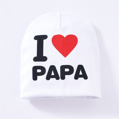 Baby autumn and winter baby hat White Love papa - D&A