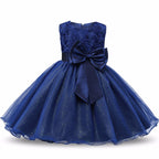 Princess Flower Girl Dress Summer Tutu Wedding Birthday Party Dresses Dark Blue - D&A