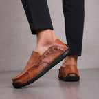 Loafers Men's Lightweight Non-slip Leather Shoes Slip-on - D&A