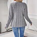 Women's Single-breasted Casual Long-sleeved Knitted Cardigan - D&A