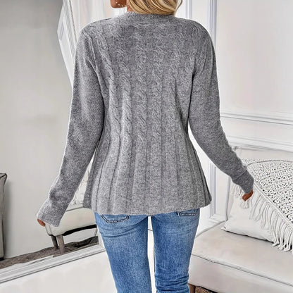 Women's Single-breasted Casual Long-sleeved Knitted Cardigan - D&A
