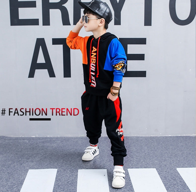 Boys spring suit new Korean children's clothing in the big boy boy long-sleeved sports two-piece suit tide clothes - D&A