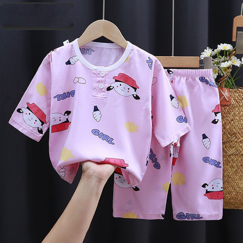 Summer Clothes Cotton Silk Air-conditioning Clothes Baby Clothes Pink girl - D&A