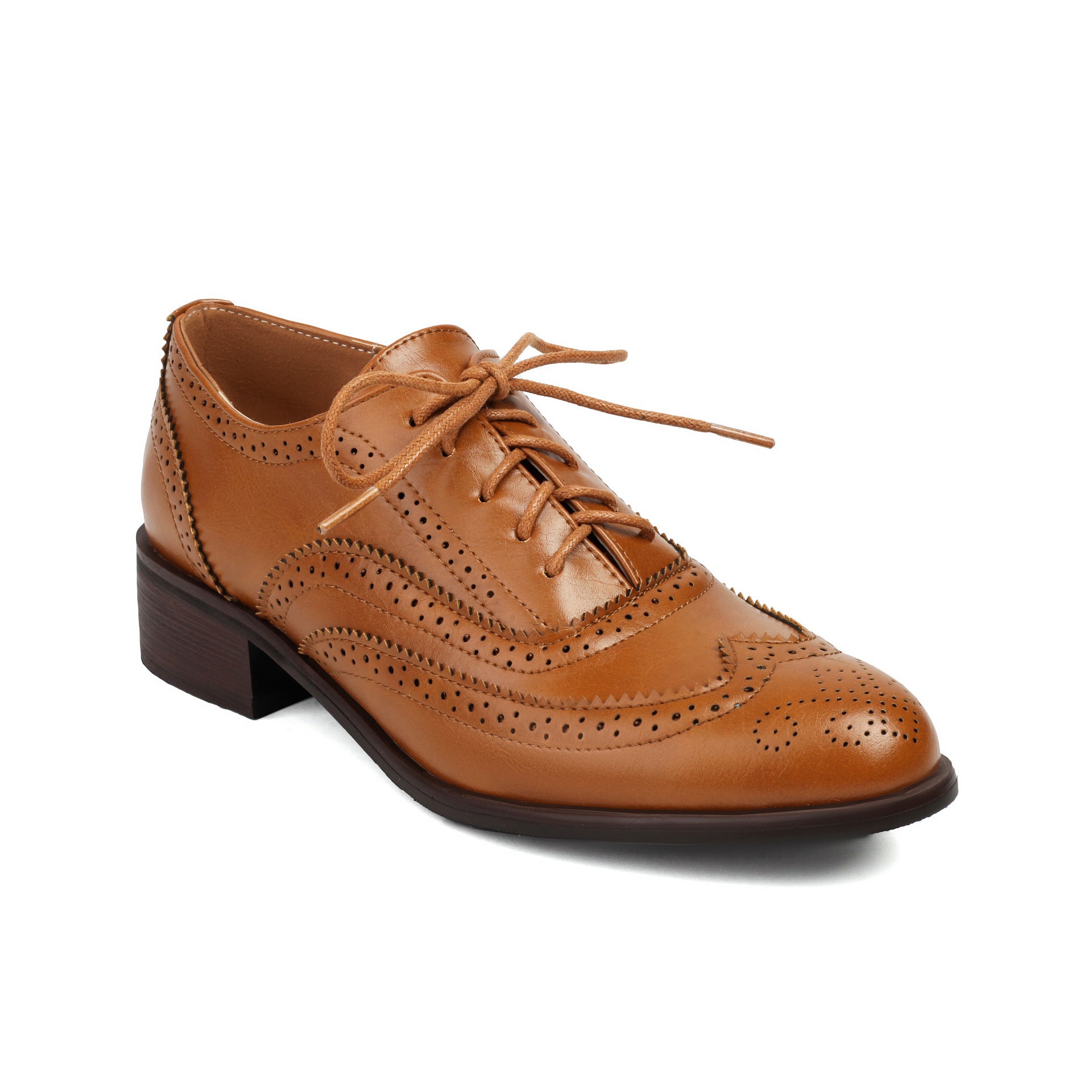 Retro British Contrasting Color Brogue High-cut Lace-up Shoes Yellow - D&A