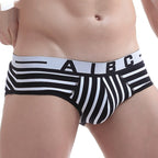 Men's Triangle Underwear Refined Cotton Striped Fashion Black - D&A