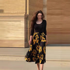 Women's New Long Sleeve U-neck Slim-fit Printed Skirt Two-piece Set - D&A