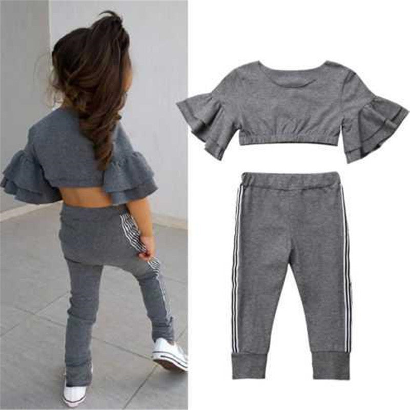 Autumn Kids Baby Girls t shirt Pants Outfits girl Clothes 2P - D&A