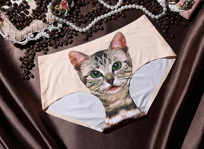 3D printing Women's Pussycat Panties Anti Emptied Cat Printing Underwear Women Panty Sexy Briefs Women Seamless Control Girls - D&A