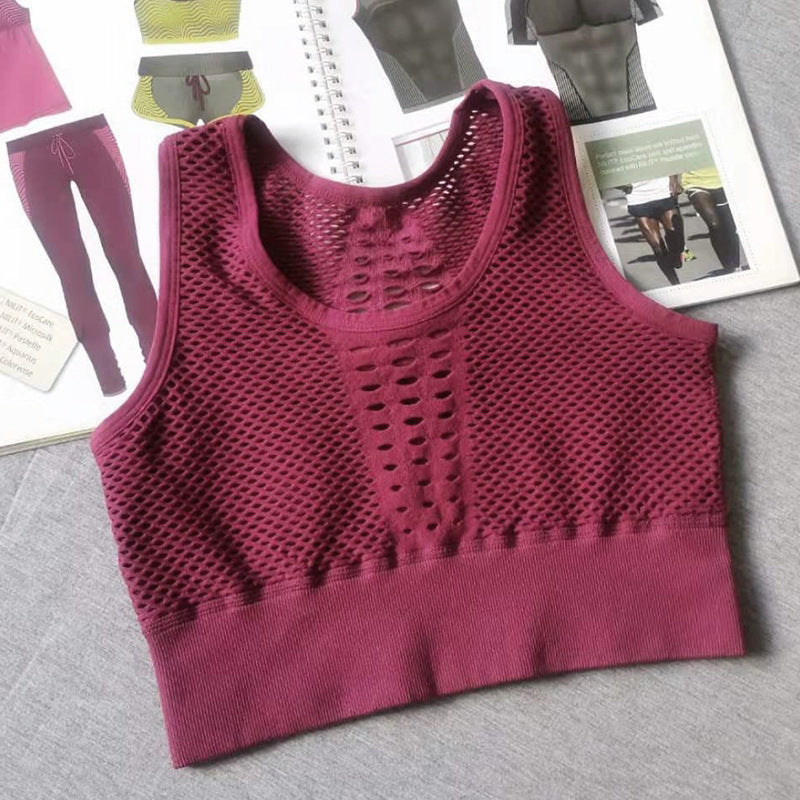 Breathable mesh sports Bra Wine red - D&A