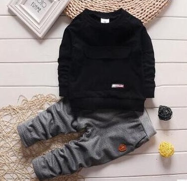 Toddler Baby Clothes Children Suit 0-3 Years Old Suit Pants Children's Sportswear Boys Girls Children's Clothing Brand Black A - D&A