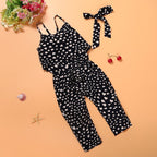 Fashion Summer Kids Girls Clothing Sets Cotton Sleeveless Polka Dot Strap Girls Jumpsuit Clothes Sets Outfits Children Suits - D&A