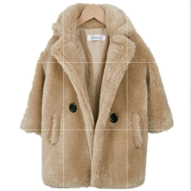 Big Kids Fur Coat In Autumn And Winter Coat Brown - D&A