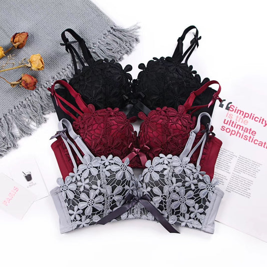 Lace embroidered brassiere bra - D&A
