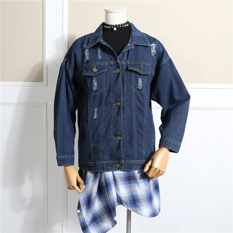 Worn Loose Denim Jacket Women's Long Sleeves - D&A