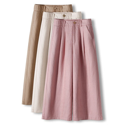 Thin Casual Straight-leg Cotton And Linen Wide-leg Pants - D&A