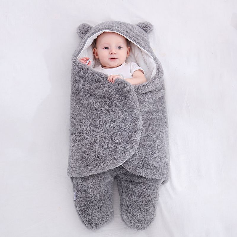 Baby Sleeping Bag Envelope for Newborn Baby Winter Swaddle Blanket Grey - D&A