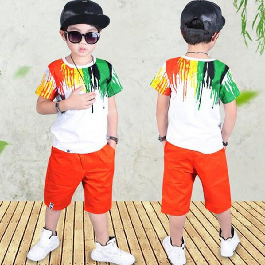 Children clothes set Orange shorts - D&A