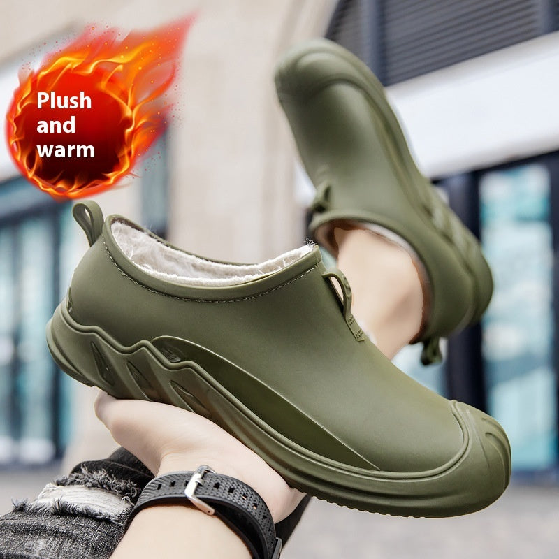 Fashion Personality New Rain Boots Short Men's 998 Fixed Cotton Green - D&A