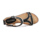 Bohemian Style Women's Shoes Hollow Out Flat Rhinestone Sandals - D&A