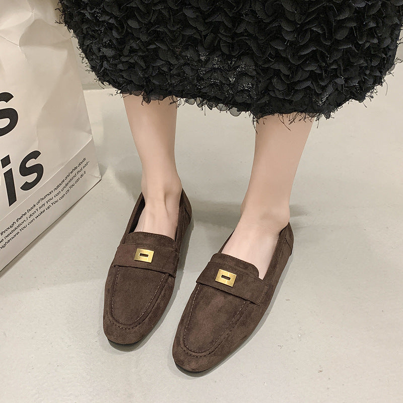 Fashion Women British Loafers Square Toe Gommino - D&A