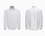 Male Niche Striped Contrasting Patchwork Shirt Top White long sleeved shirt - D&A