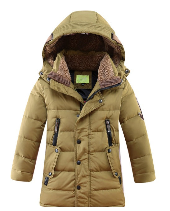 -30 Degree Children's Winter Jackets Duck Down Padded Children Clothing Big Boys Warm Winter Down Coat Thickening Outerwear Khaki - D&A