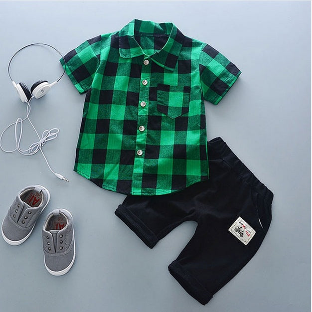 summer baby boys outfits sports Green shirt - D&A