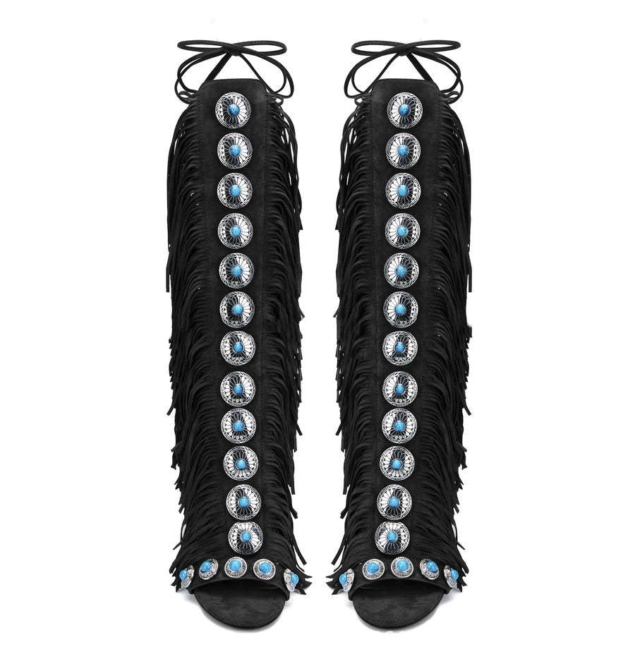 European And American Flowing Comb Beauty High Heel Sandal Boots Strap Plus Size - D&A