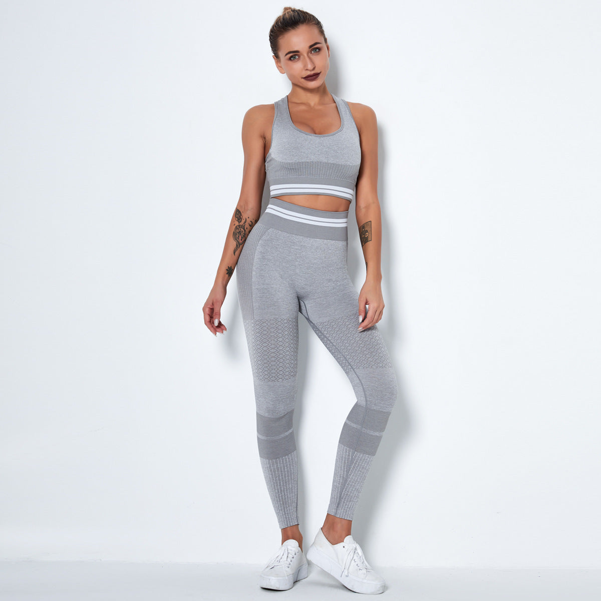 Yoga bra fitness suit Light grey - D&A