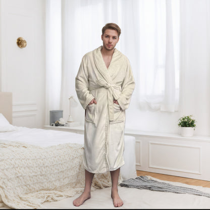 Couple Bathrobe Long Pajamas Homewear Ivory White L - D&A