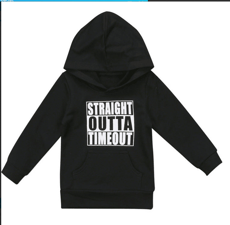 Children's hooded sweater letter top Black - D&A