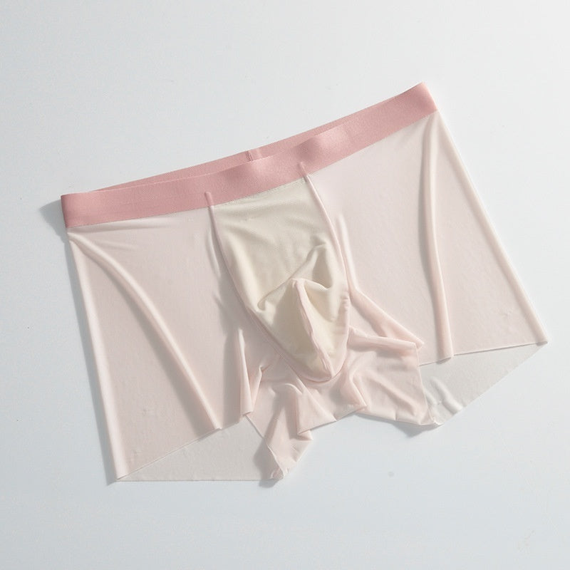 Summer New Men's Ice Silk Underwear Pure Color Seamless Quick-drying Cherry Blossom Powder - D&A