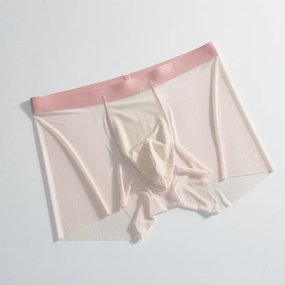 Summer New Men's Ice Silk Underwear Pure Color Seamless Quick-drying Cherry Blossom Powder - D&A
