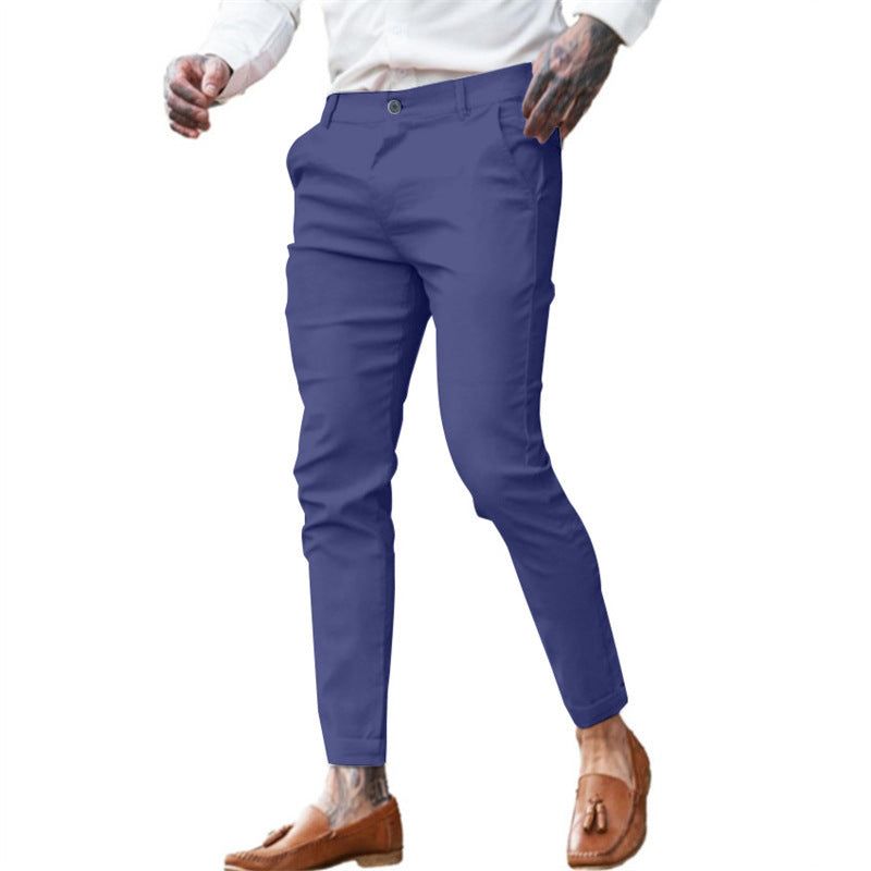 Men's Twill Cotton Stretch Fashion Slim Pencil Sapphire Blue - D&A