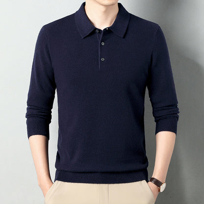 Winter Wool Lapel Long Sleeve Men Navy Blue - D&A