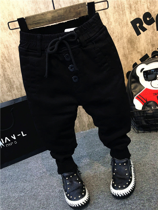 Boy's personality thickening plus velvet jeans children's jeans - D&A