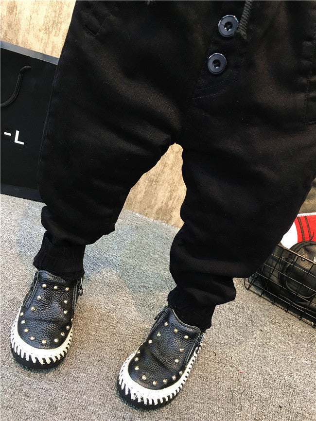 Boy's personality thickening plus velvet jeans children's jeans - D&A