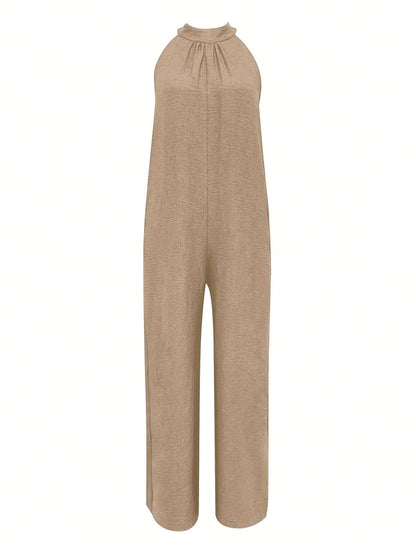 Sleeveless Halter Ruffled Young Women's Jumpsuit - D&A