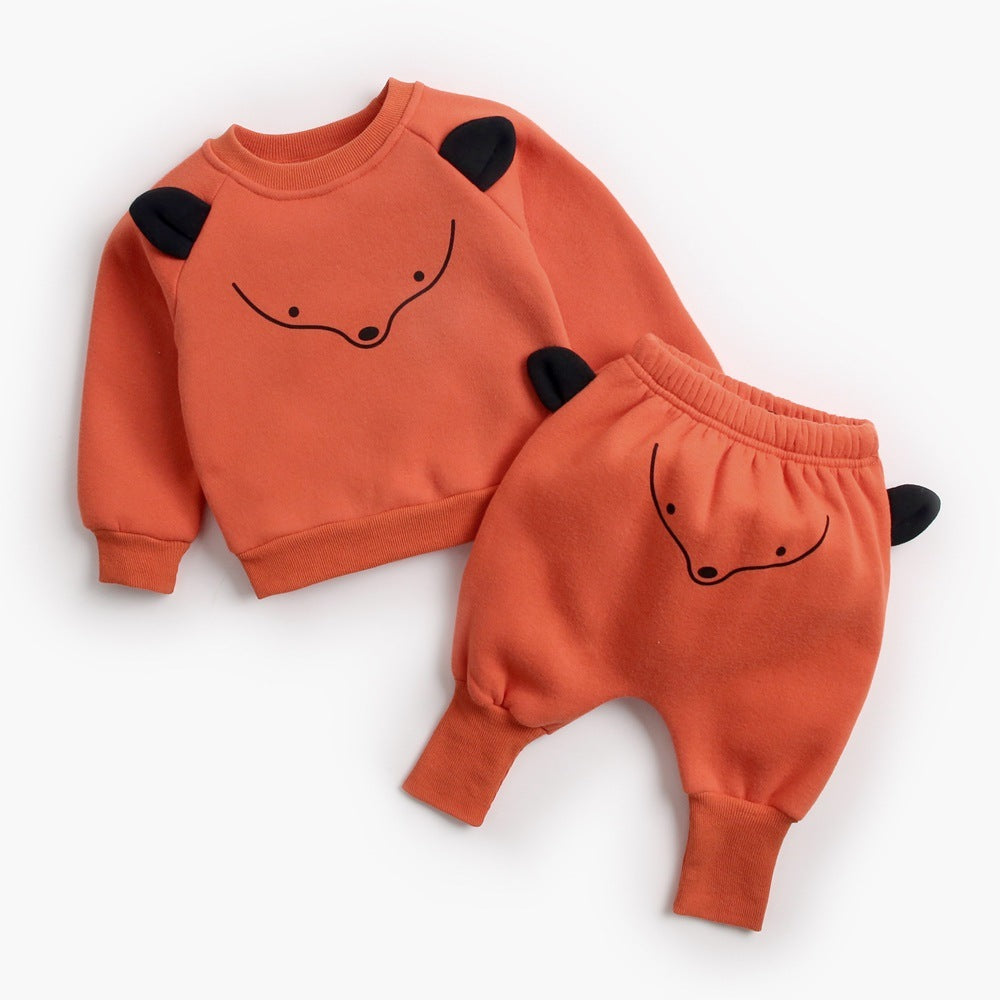 Baby Plus Velvet Sweater Suit Orange - D&A
